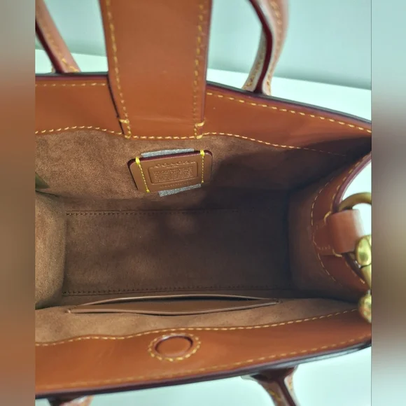 Coach Ace Tote Bag 17 signature canvas tan/rust CT891 NWOT - Picture 5 of 7